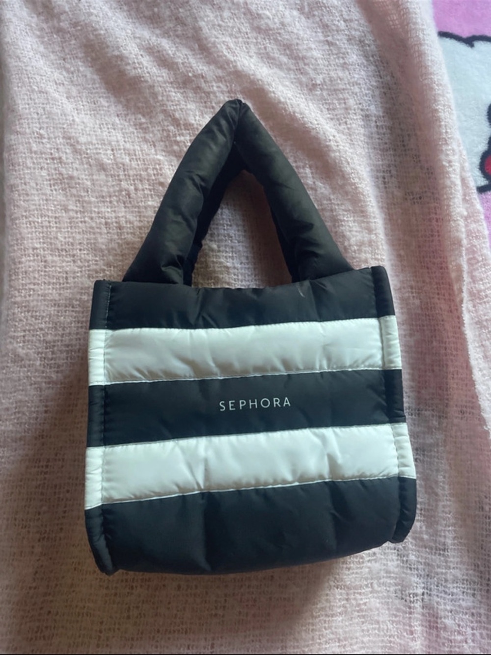 Sephora Black and White Quilted Stripe Tote